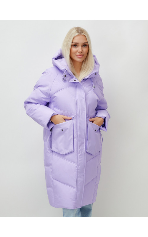 Длинный зимний пуховик с капюшоном «Летучая мышь» для женщин