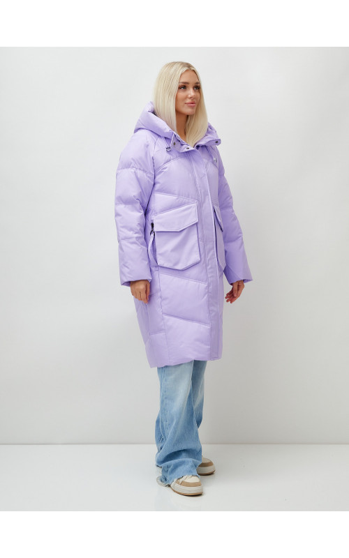 Длинный зимний пуховик с капюшоном «Летучая мышь» для женщин