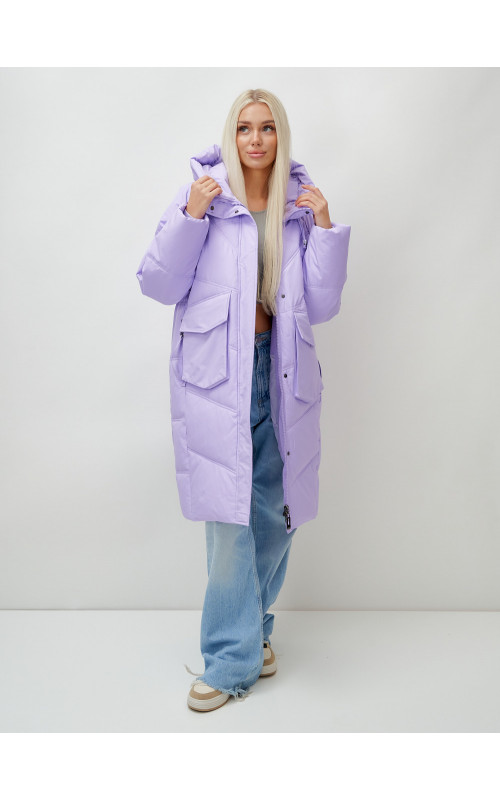 Длинный зимний пуховик с капюшоном «Летучая мышь» для женщин