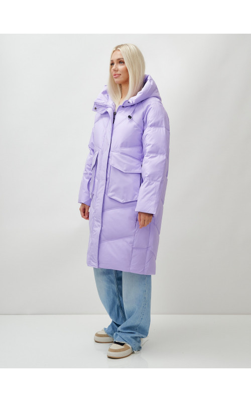 Длинный зимний пуховик с капюшоном «Летучая мышь» для женщин