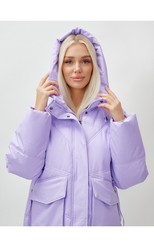 Длинный зимний пуховик с капюшоном «Летучая мышь» для женщин