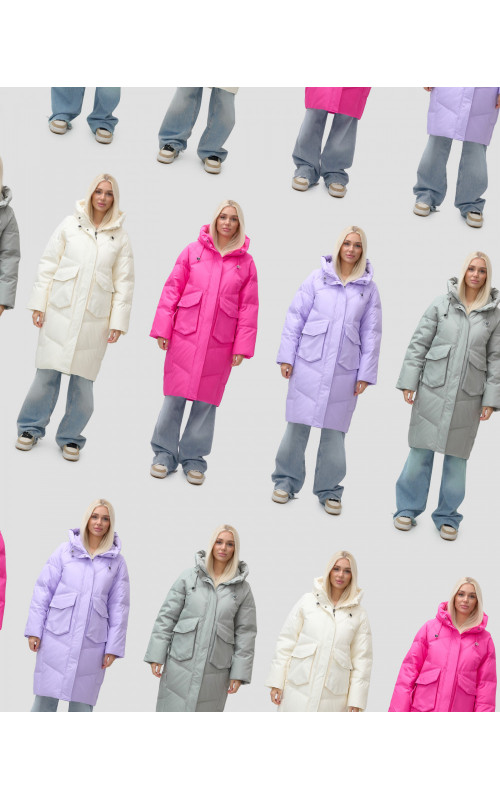 Длинный зимний пуховик с капюшоном «Летучая мышь» для женщин