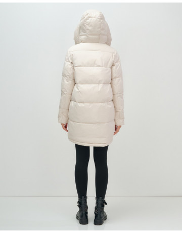 Женский зимний пуховик с капюшоном, бежевый. в Тюмени