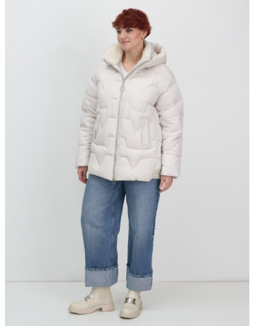 Женская зимняя куртка пуховик с эко овчины цвет бежевый в Тюмени