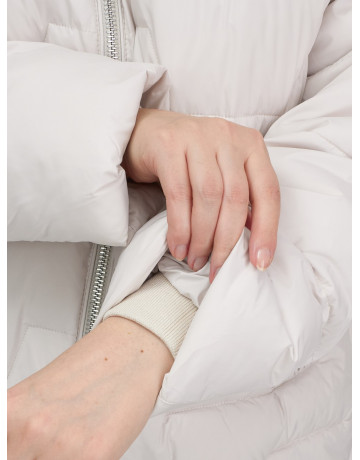 Женская зимняя куртка пуховик с эко овчины цвет бежевый в Тюмени