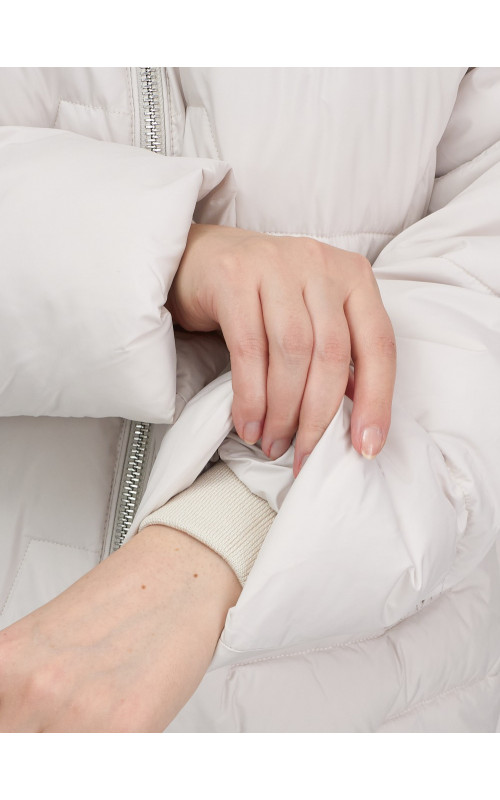 Женская зимняя куртка пуховик с эко овчины цвет бежевый в Тюмени