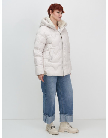 Женская зимняя куртка пуховик с эко овчины цвет бежевый в Тюмени