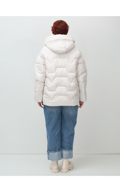 Женская зимняя куртка пуховик с эко овчины цвет бежевый в Тюмени