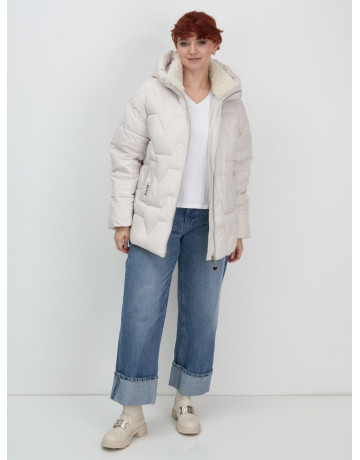 Зимняя куртка с эко овчиной для женщин: цвет бежевый