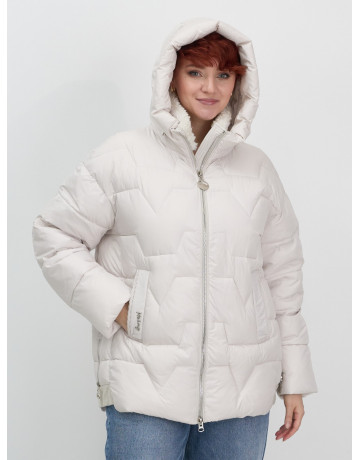 Женская зимняя куртка пуховик с эко овчины цвет бежевый в Тюмени