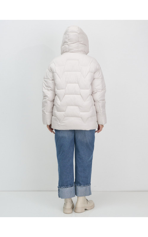 Женская зимняя куртка пуховик с эко овчины цвет бежевый в Тюмени