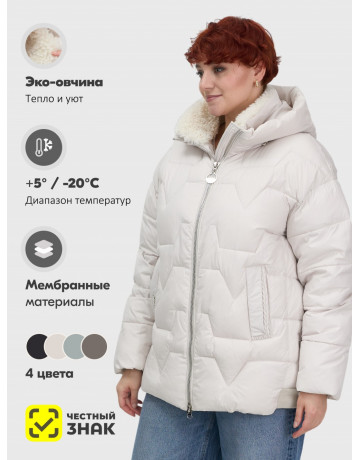 Зимняя куртка с эко овчиной для женщин: цвет бежевый