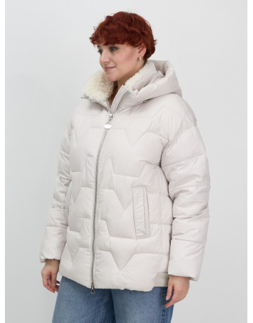 Женская зимняя куртка пуховик с эко овчины цвет бежевый в Тюмени