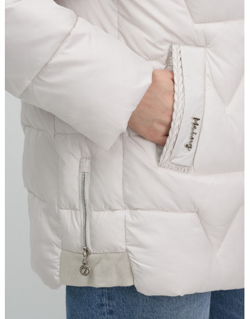 Женская зимняя куртка пуховик с эко овчины цвет бежевый в Тюмени