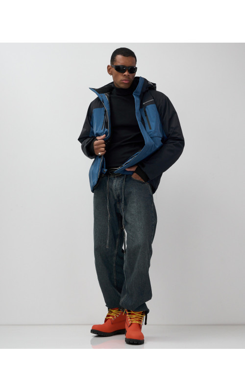 Мужская зимняя горнолыжная куртка синего цвета для спорта в Тюмени