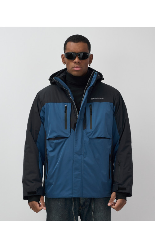 Мужская зимняя горнолыжная куртка синего цвета для спорта в Тюмени