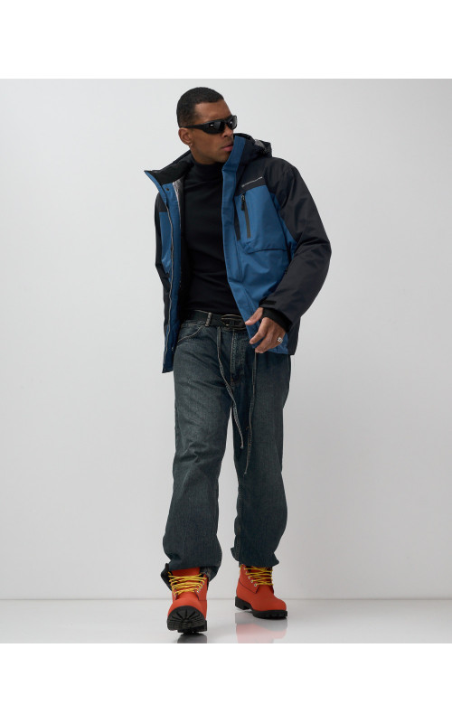 Мужская зимняя горнолыжная куртка синего цвета для спорта в Тюмени