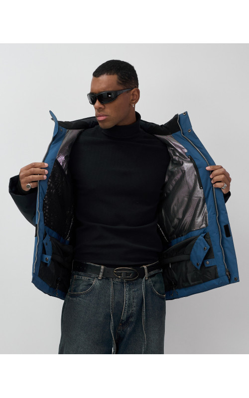 Мужская зимняя горнолыжная куртка синего цвета для спорта в Тюмени