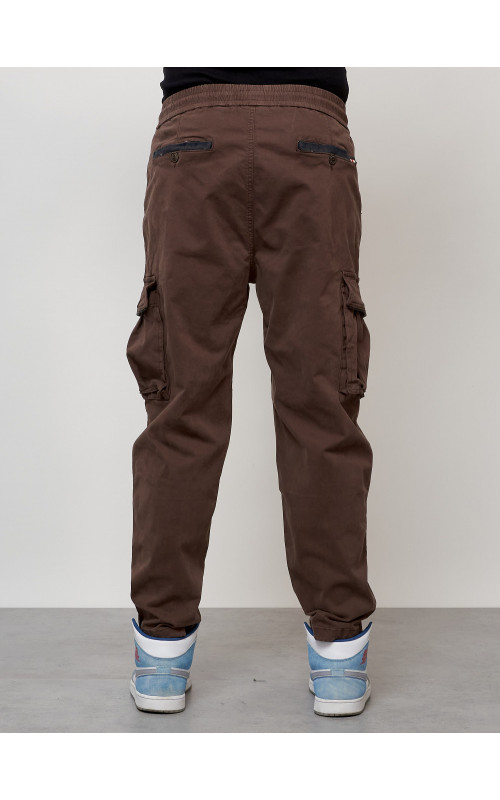 Мужские брюки карго с накладными карманами, коричневый, для повседневной носки в Тюмени