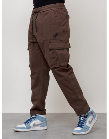 Мужские брюки карго с накладными карманами, коричневый, для повседневной носки в Тюмени