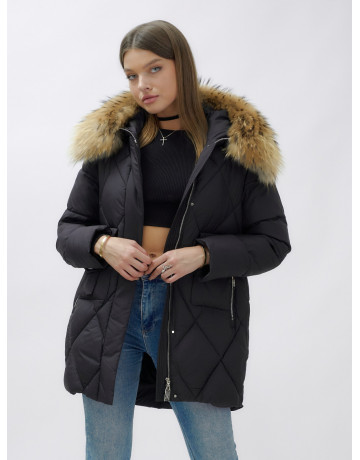 Женская зимняя куртка премиум-класса с мехом енота.