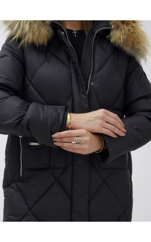 Женская зимняя куртка премиум-класса с мехом енота.
