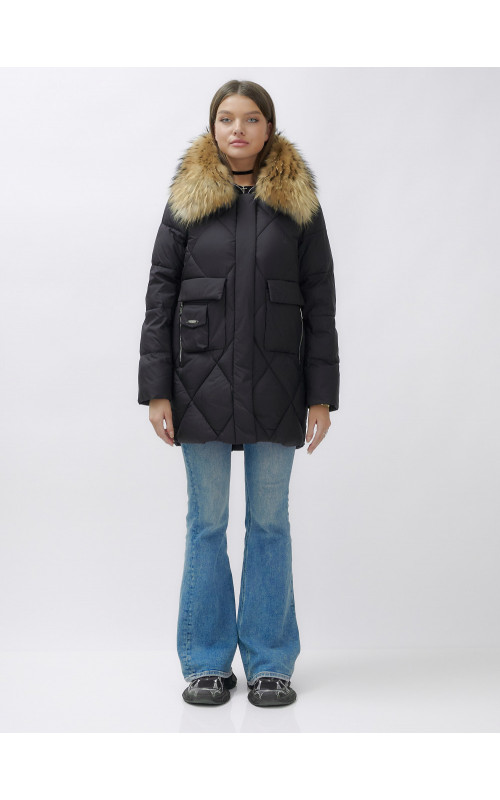 Женская зимняя куртка премиум-класса с мехом енота.