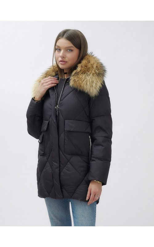 Женская зимняя куртка премиум-класса с мехом енота.