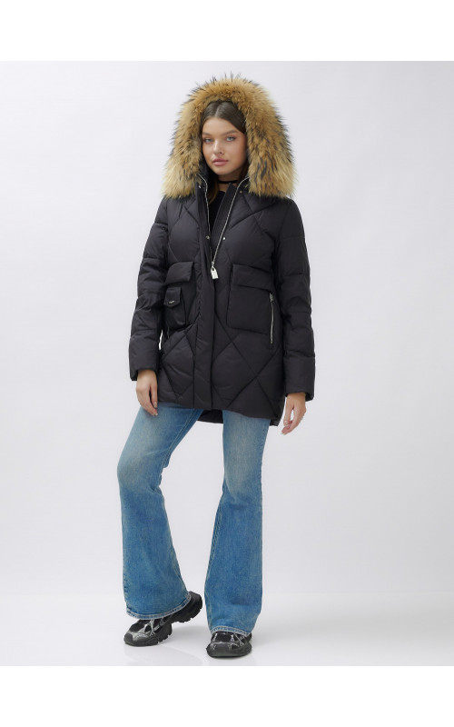 Женская зимняя куртка премиум-класса с мехом енота.