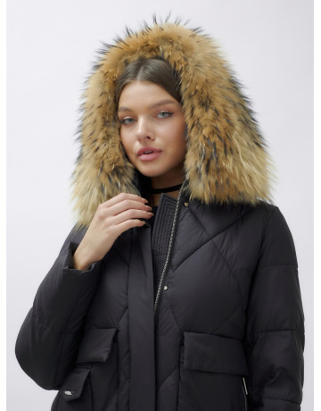 Женская зимняя куртка премиум-класса с мехом енота.