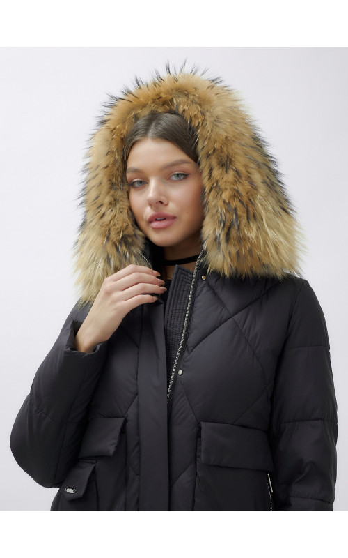 Женская зимняя куртка премиум-класса с мехом енота.