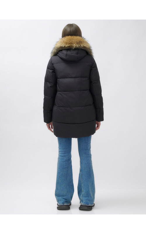 Женская зимняя куртка премиум-класса с мехом енота.