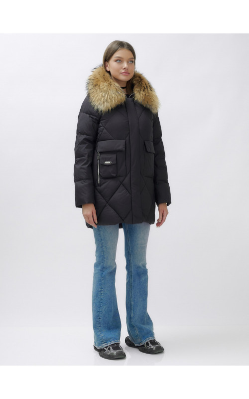 Женская зимняя куртка премиум-класса с мехом енота.