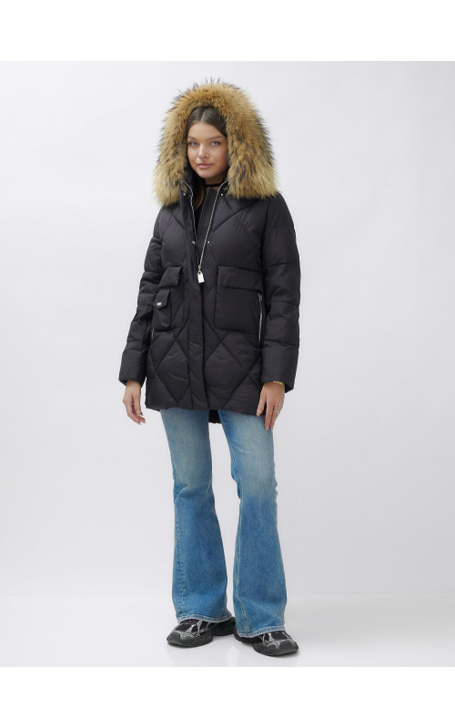 Женская зимняя куртка премиум-класса с мехом енота.