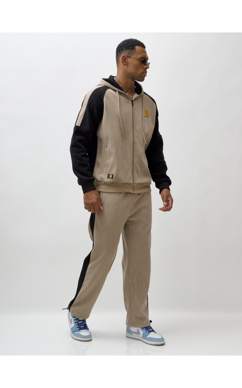 Мужской демисезонный спортивный костюм на флисе, бежевый, для активного отдыха в Тюмени