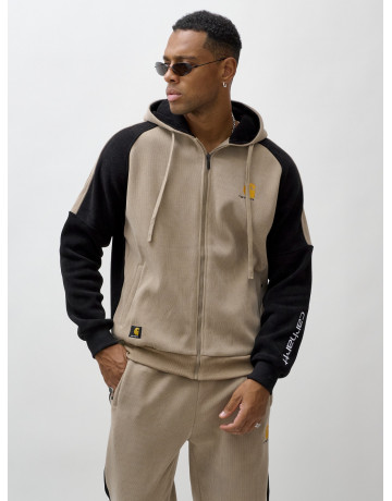 Мужской демисезонный спортивный костюм на флисе, бежевый, для активного отдыха в Тюмени