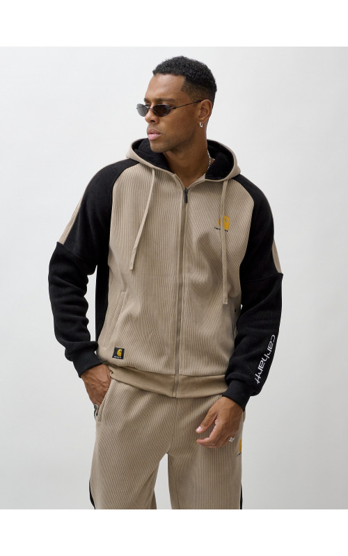 Мужской демисезонный спортивный костюм на флисе, бежевый, для активного отдыха в Тюмени