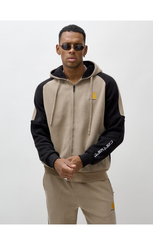 Мужской демисезонный спортивный костюм на флисе, бежевый, для активного отдыха в Тюмени