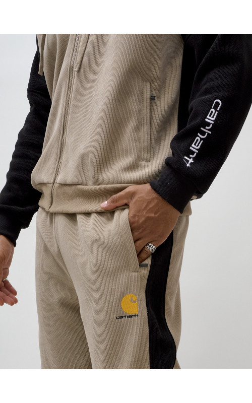 Мужской демисезонный спортивный костюм на флисе, бежевый, для активного отдыха в Тюмени