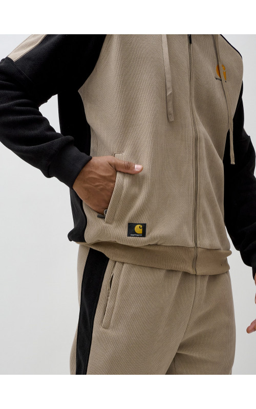 Мужской демисезонный спортивный костюм на флисе, бежевый, для активного отдыха в Тюмени