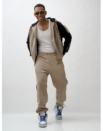 Мужской демисезонный спортивный костюм на флисе, бежевый, для активного отдыха в Тюмени