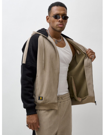 Мужской демисезонный спортивный костюм на флисе, бежевый, для активного отдыха в Тюмени