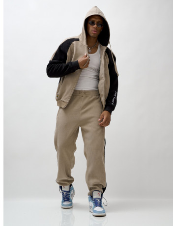 Мужской демисезонный спортивный костюм на флисе, бежевый, для активного отдыха в Тюмени