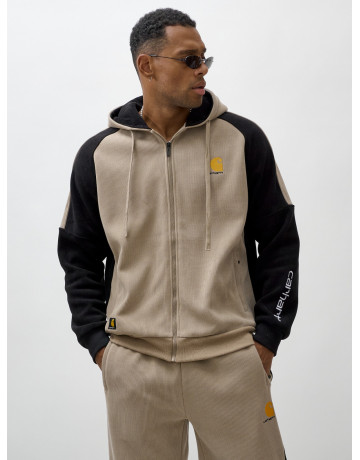 Мужской демисезонный спортивный костюм на флисе, бежевый, для активного отдыха в Тюмени