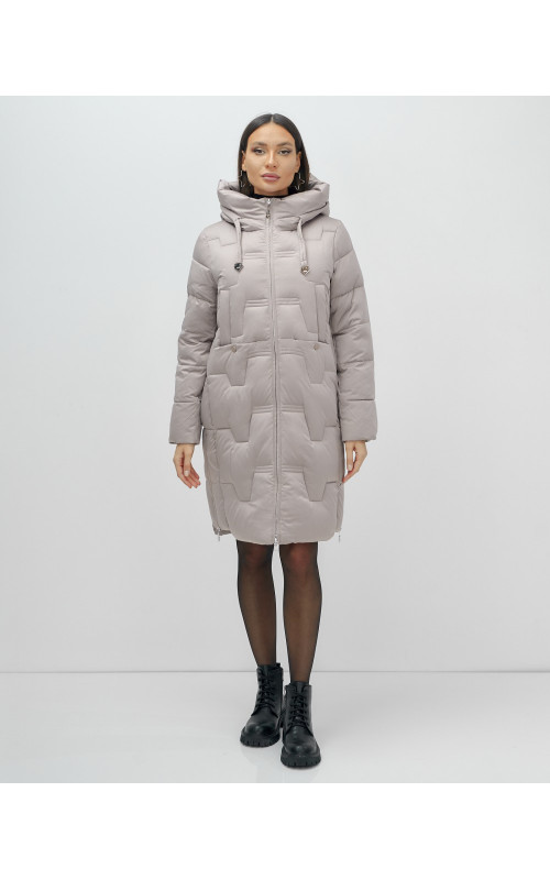 Длинный женский пуховик с капюшоном для зимы