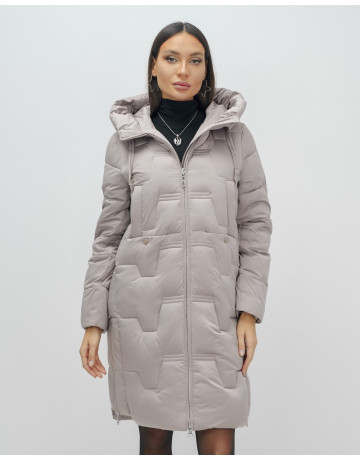 Длинный женский пуховик с капюшоном для зимы