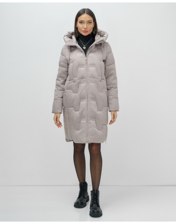 Длинный женский пуховик с капюшоном для зимы