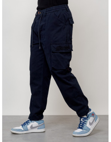 Мужские брюки карго с накладными карманами, тёмно-синие. в Тюмени