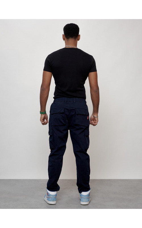 Мужские брюки карго с накладными карманами, тёмно-синие. в Тюмени