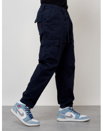 Мужские брюки карго с накладными карманами, тёмно-синие. в Тюмени